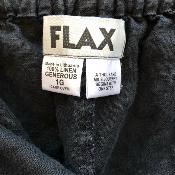 FLAX LINEN Lagenlook Black Cropped Pants with Pockets - Picture 8 of 11